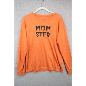 Life is Good Long Sleeve Crusher Orange Tee-Size Medium-"Momster"